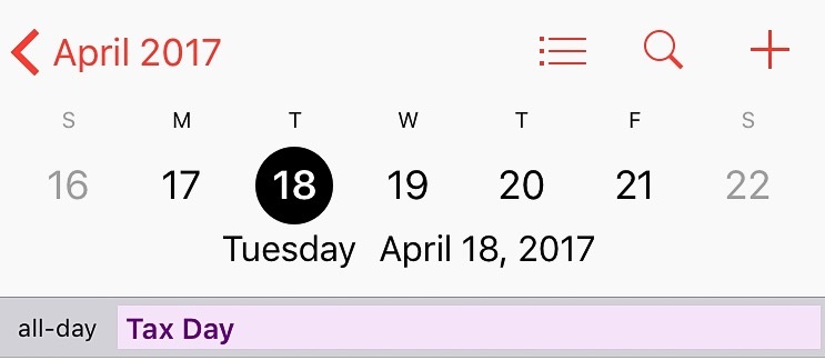 April 17th 2017 Date Tax Day